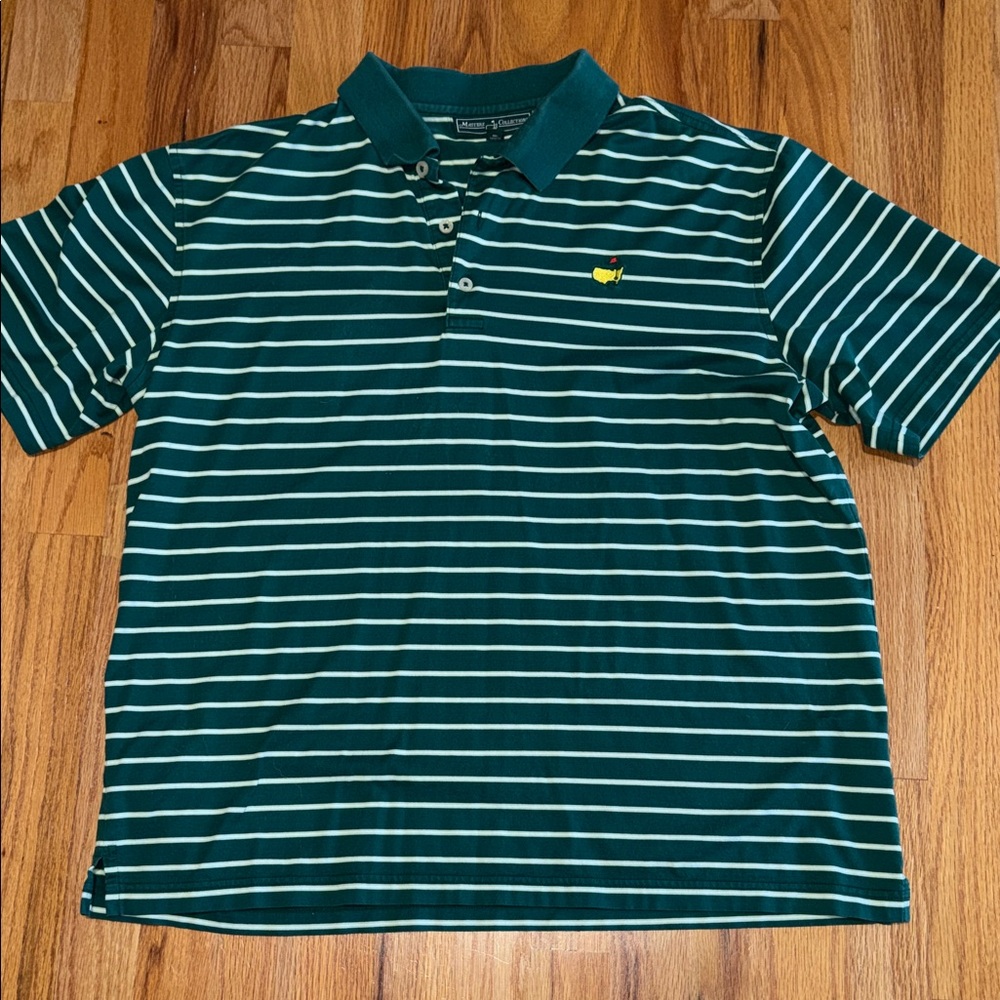Masters Collection Green and White Striped Golf Polo Shirt, men's Large ⛳️